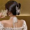 Exquisite Rhinestone Butterfly Hair Claw Clips for Women Elegant Pearl Hair Crab Barrette Headwear WOMAN HAIR CLIP Ponytail Clip