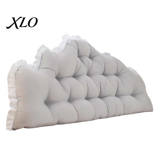 Cushion for Dorm Room Headboard with Ruffle Trim, Pillow, Crown Shape, Bed Soft Support Reading Wedge Pillow College Bedroom Decor, Back Plush Fleece