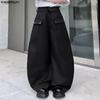 Мужские брюки с застежкой-молнией на талии, повседневные, мешковатые, с заниженной мотней, длинные