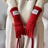 Длинные вязаные шерстяные перчатки для женщин Новые зимние перчатки для велоспорта Защита от холода Пальцы Сенсорный экран Теплые для мужчин