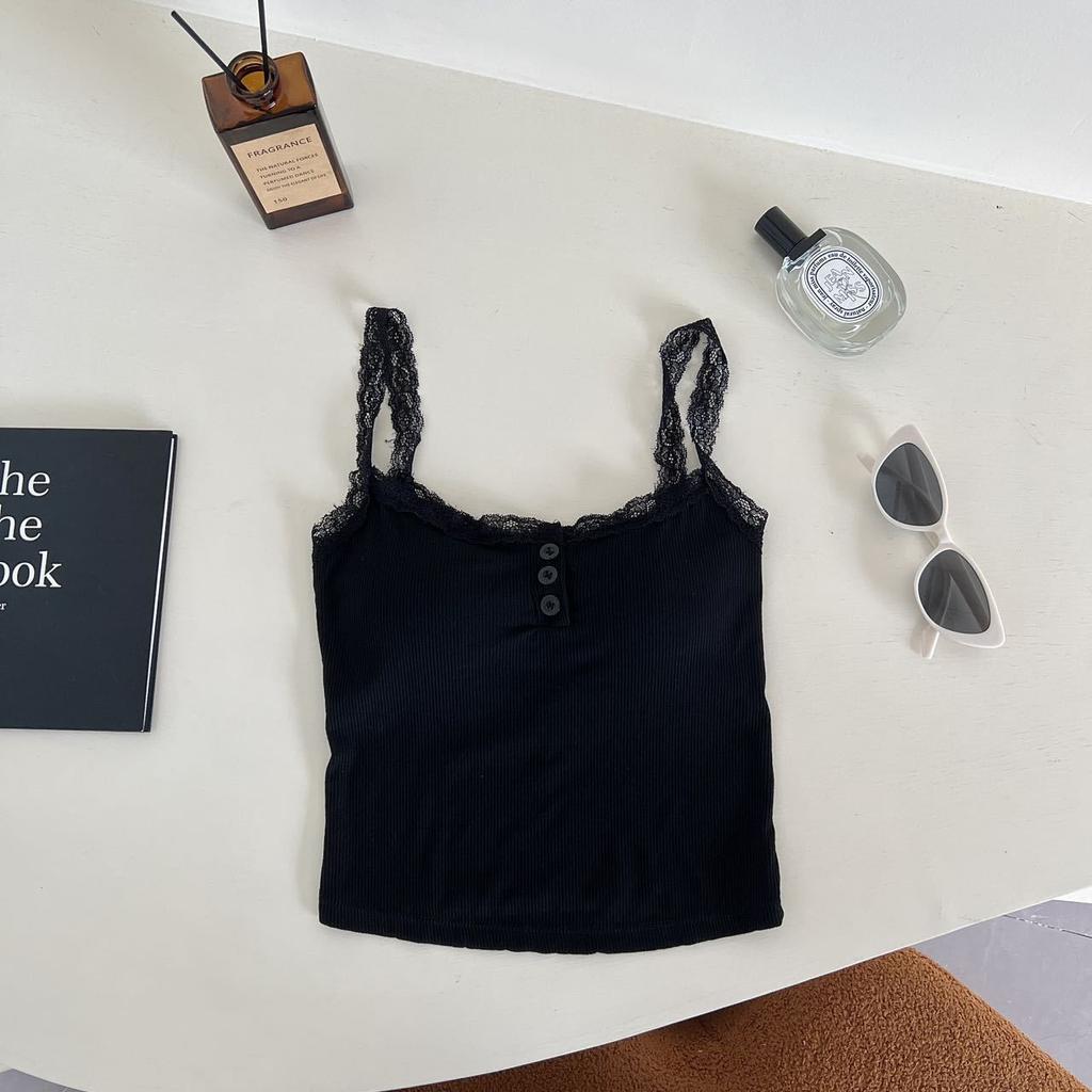 Рубчатый топ на бретельках, кружевной укороченный топ с лямкой на шее, женские летние майки на пуговицах с открытой спиной, модный вязаный топ, женский укороченный жилет без рукавов