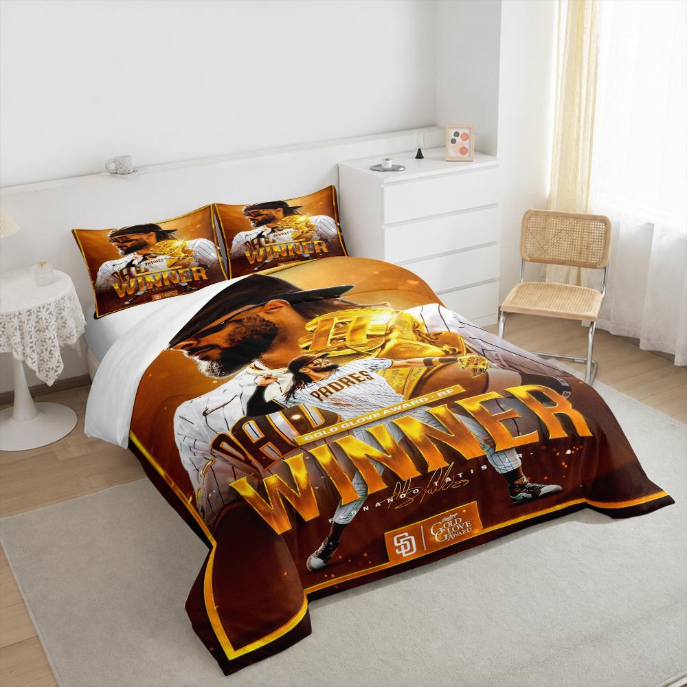 "Baseball Champion Design Bedding set - Gold Glory" Bedding set (1 duvet cover, 2 pillowcases, duvet not included).