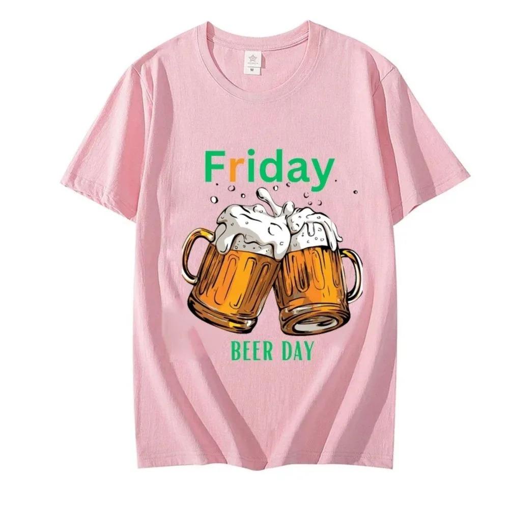 Футболка с принтом Friday Beer Day, топы, футболки для мужчин, топы в стиле хип-хоп, рубашки, футболки с коротким рукавом для мужчин, летняя одежда для мужчин, топы