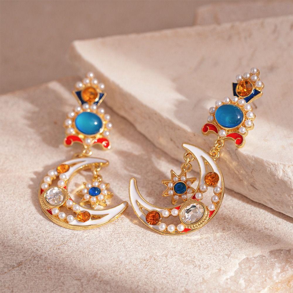 Minority Design Dangle Earring Medieval Style Crystal Earrings Cute Sun&Moon Earrings Party