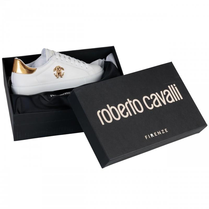 Roberto Cavalli Men's Leather Mirror Snake Sneakers - Size: 41