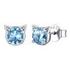 Earrings for 925 March Cat Cute Accessories [ChicSilver] Women, Silver, Non-stop, Hypoallergenic, Aquamarine, Birthstone, Cat, Ears,