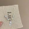 Aesthetic Colorful Rhinestone Star Pendant Silver Color Pearl Necklace for Women Beaded Neck Chain Jewelry Accessories