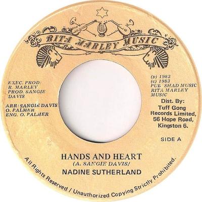 7-дюймовая пластинка NADINE SUTHERLAND - Hands And Heart NONE Rita Marley Mus 1983 Ямайка Регги, Ска и Даб Б/у