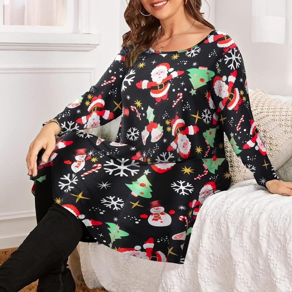 GMXIA Женская мода с рождественским принтом на рукавах, женская одежда больших размеров