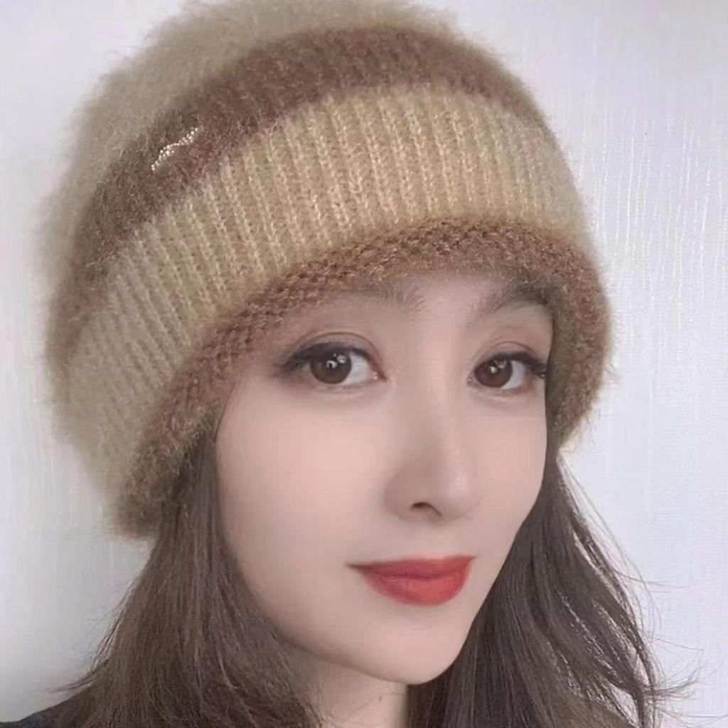 Autumn and Winter Polyester Wrapped Head Cap Knitted Hat Women's Warm Hat Wool Handmade Jacquard Hat