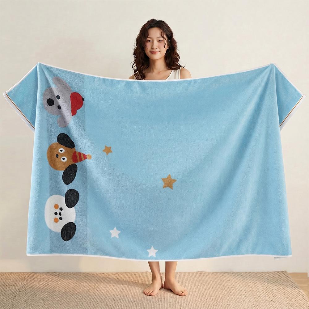 Luxury Yarn-Dyed Jacquard Cotton Bath Towel - Soft, Absorbent, Thick, and Large