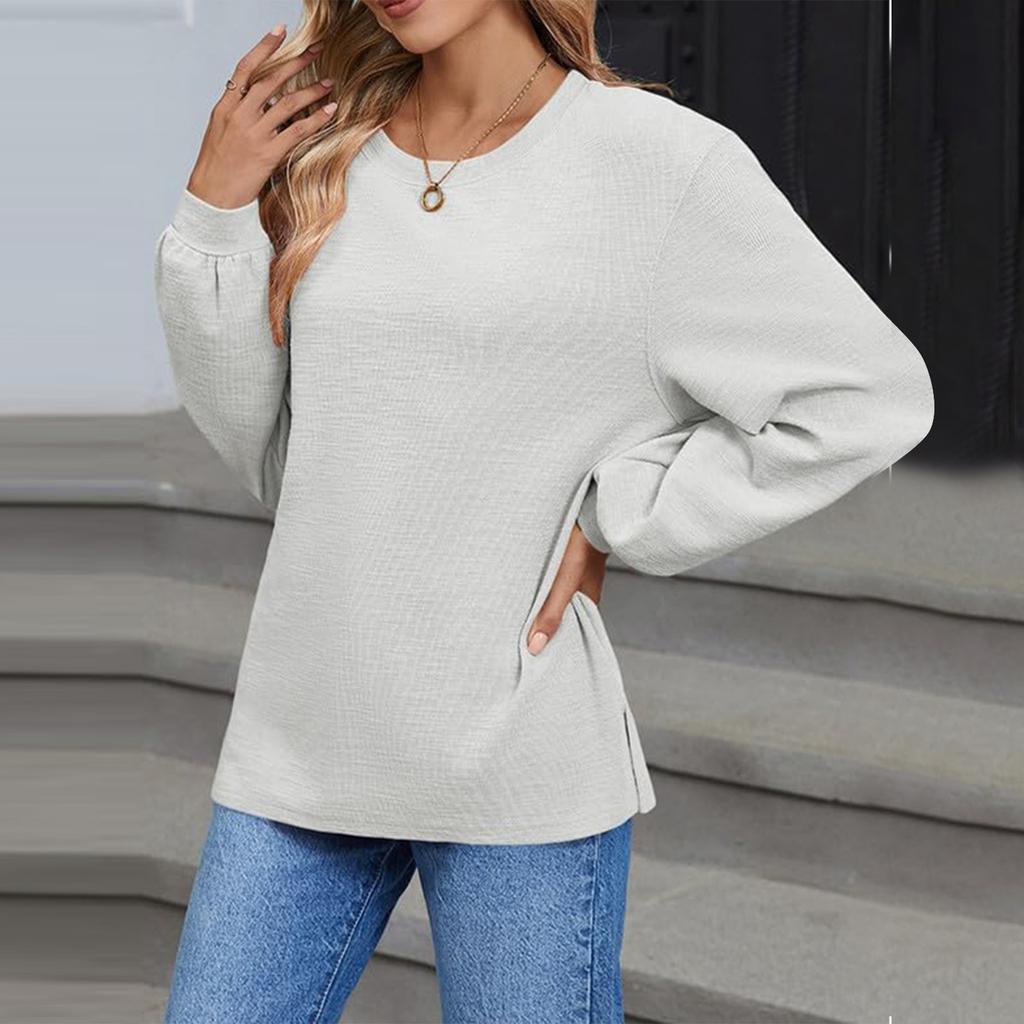 Женские футболки с длинными рукавами, весенняя новинка, женская мода, для отдыха, универсальный свитер для поездок на работу, футболка с круглым вырезом