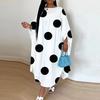 Women Plus Size Elegant Round Neck 3/4 Sleeve Polka Dot Dresses