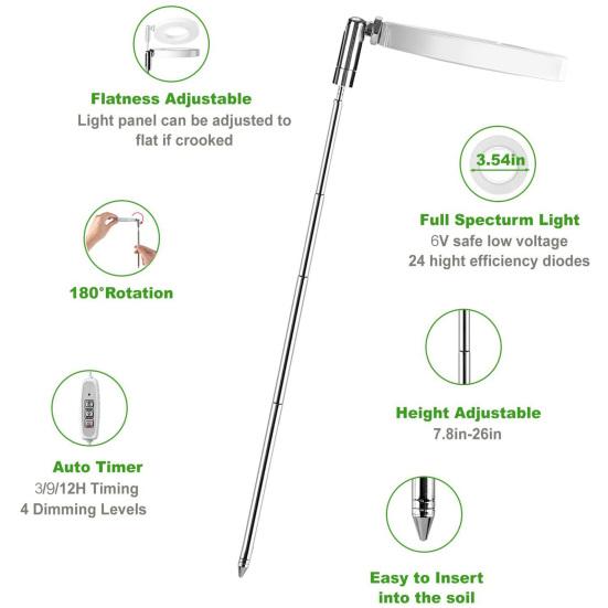 1/2 шт. телескопическая настольная лампа для выращивания растений полного спектра с автоматическим таймером 4/8/12 ч и 4 уровнями регулировки яркости, регулируемая по высоте светодиодная лампа для растений