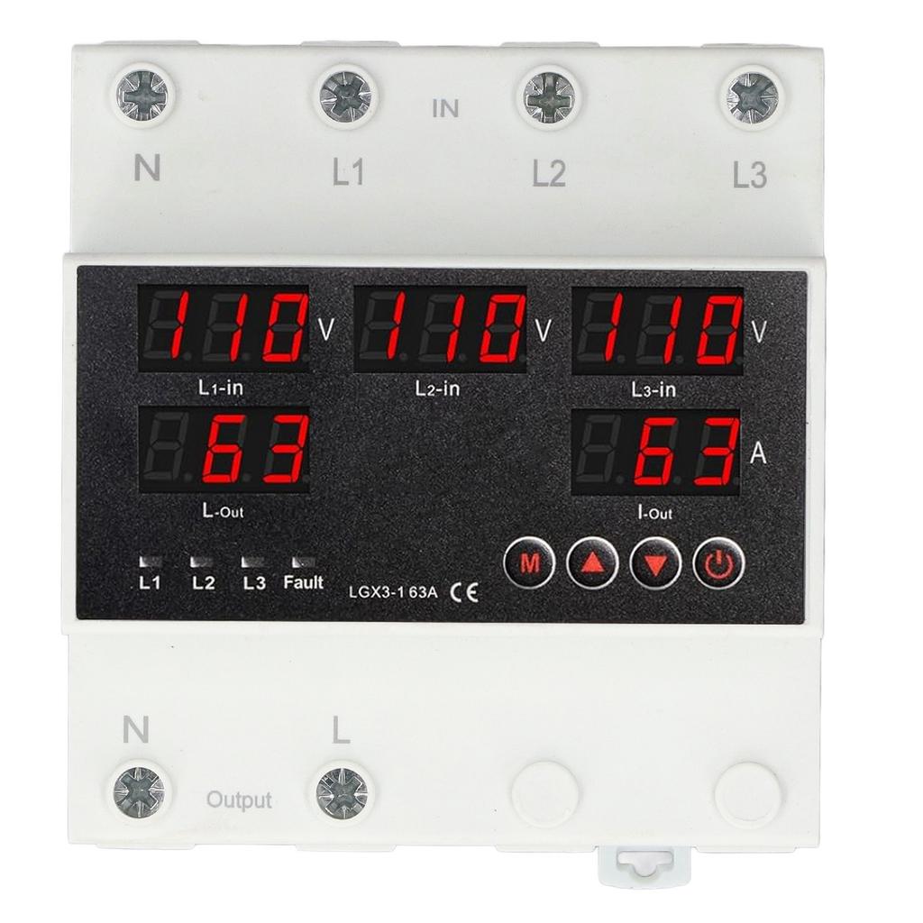 Автоматический переключатель передачи 63A 3P4W светодиодный дисплей регулируемый предохранитель напряжения для домашнего генератора