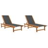 VidaXL Lot de 2 Chaises Longues, Bain de Soleil, Transat de Terrasse, Siège de Jardin Patio Balcon Extérieur, Noir Bois 3279247