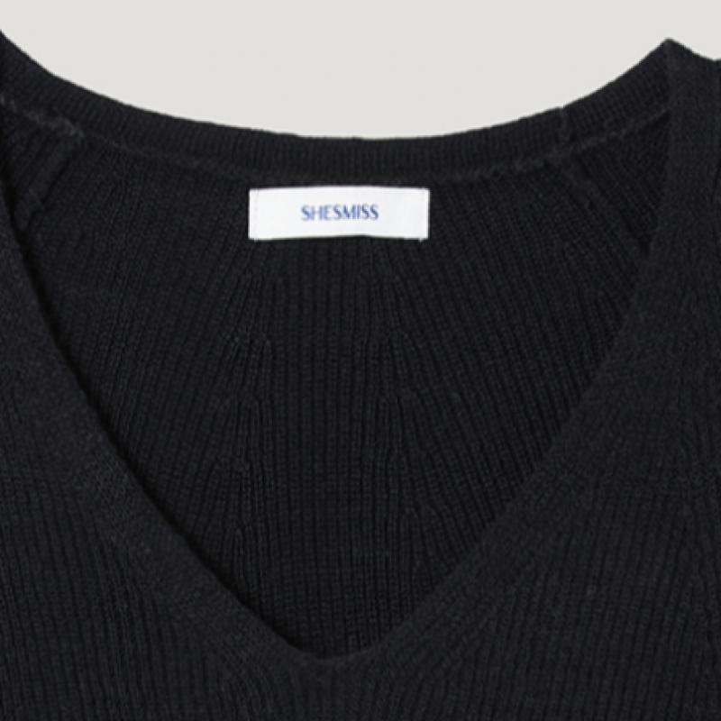  She S miSS ребристый V-образный вырез SSkpop12040 Bk