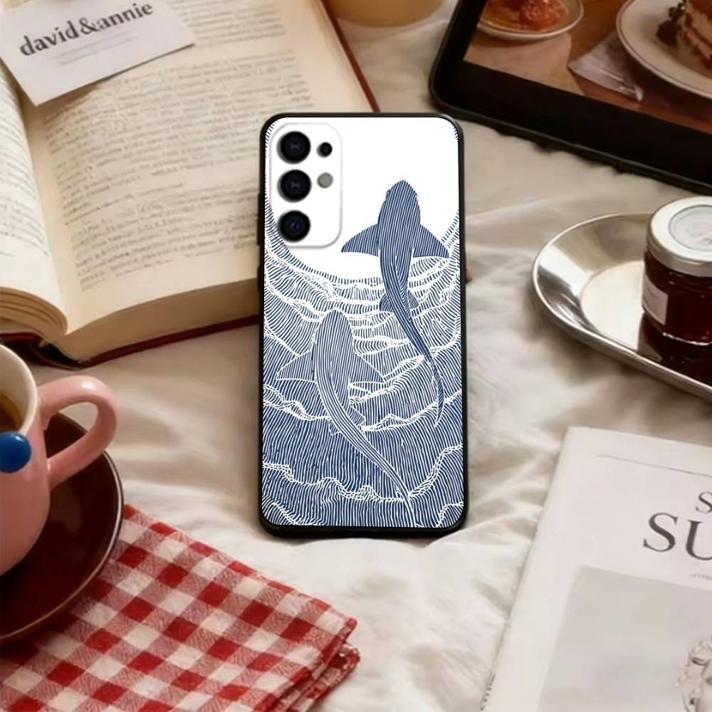 Чехол для телефона с узором кита для Samsung S25, S24, S21, S22, S23, S30, Ultra, S20, Plus, Fe, Lite, Note, 10, Мягкий черный чехол
