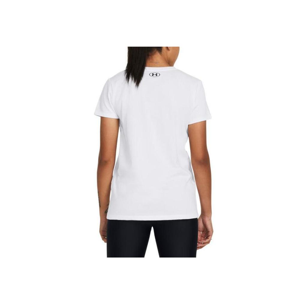 Under Armour Project Rock Johnson Letter Casual Crew Neck T-Shirt Women T-Shirts White 1382701-100