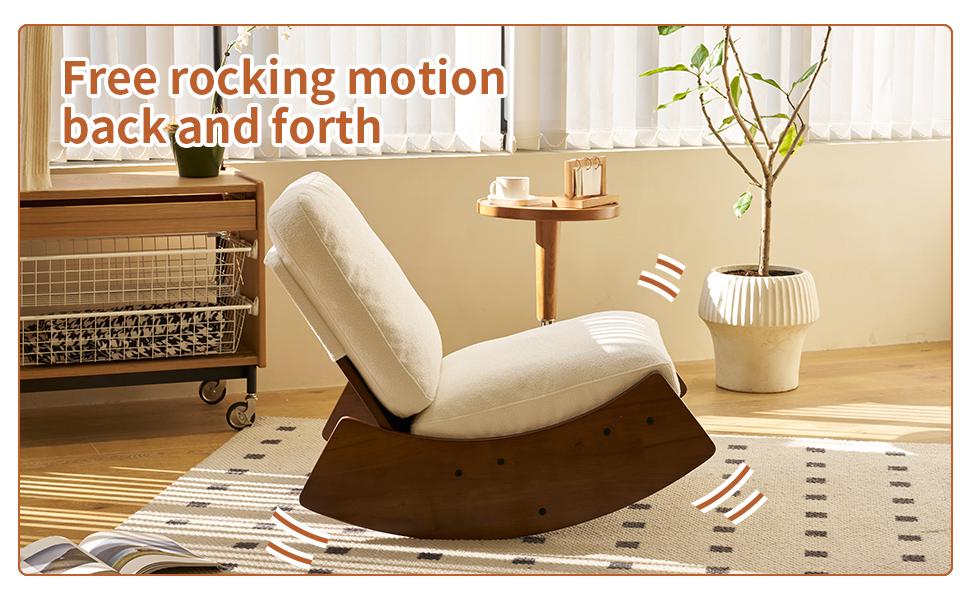 Comfortable Glider Rocking Chair, High-Quality Upholstery, Solid Wood Frame, Accent Reading Chair for Bedroom,Living Room,Nursery