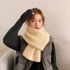 Women Scarf Knitted Solid Color Plain Thickened Soft Keep Warm Comfortable Autumn Winter Adults Long Scarf Shawl for Outdoor