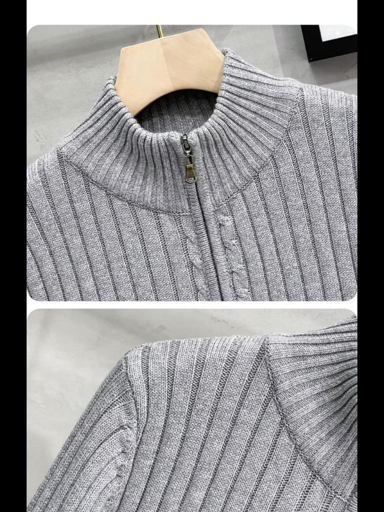 Мужской вязаный кардиган на молнии - осень/зима 2023 г. Свитер-куртка