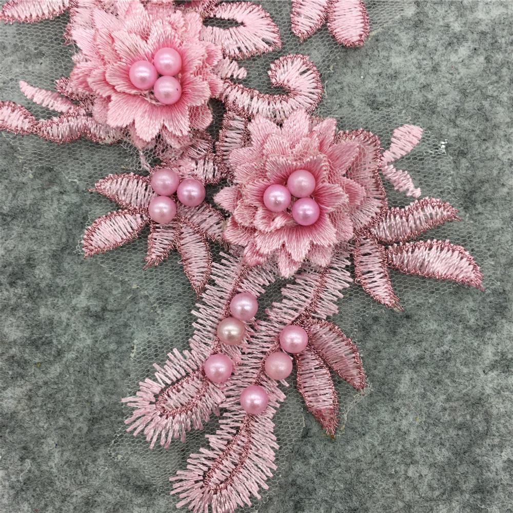 Воротник из полиэстерового кружева с искусственным жемчугом, ручная работа, 3D кружево для самостоятельного изготовления.