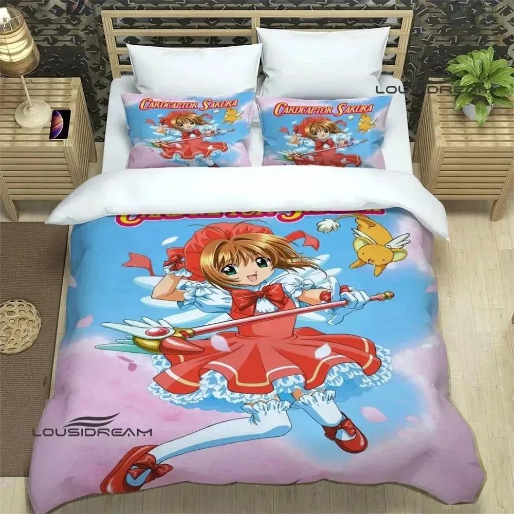 Аниме Card Captor Sakura 3D НОВЫЙ Пододеяльник Наволочка Комплект Постельного Белья Взрослый Мальчик Девочка Украшение Спальни Односпальный Двуспальный Большой