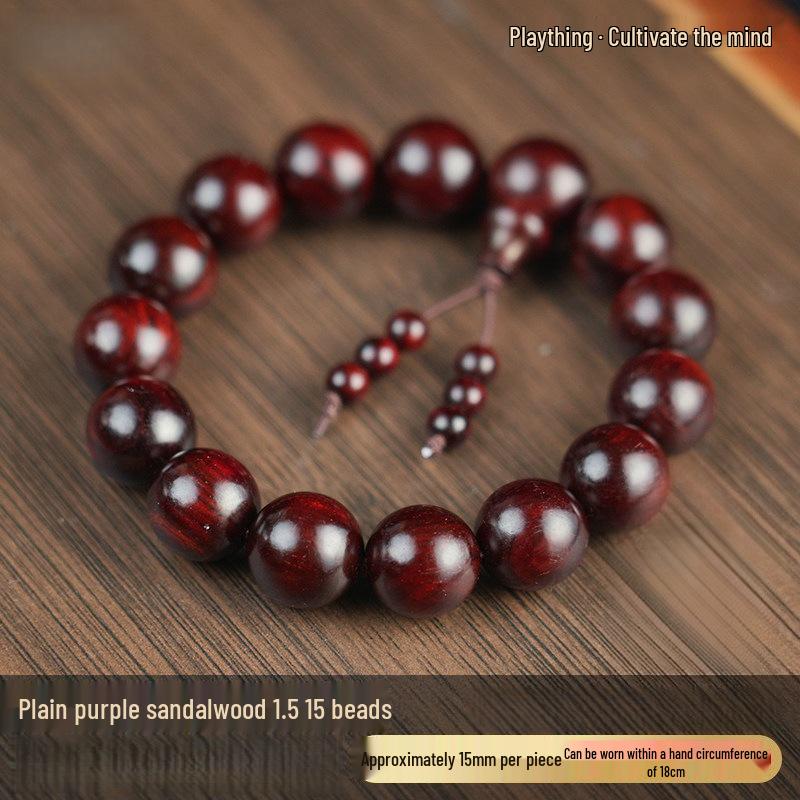 Indian Red Sandalwood 108-Bead Prayer Bracelet for Men & Women – Small-Leaf, Star-Patterned, Handcrafted Spiritual Bead String.