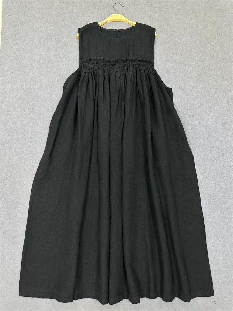 Johnature Повседневное платье без рукавов для женщин, летнее, повседневное, свободное, простое, с эластичной талией