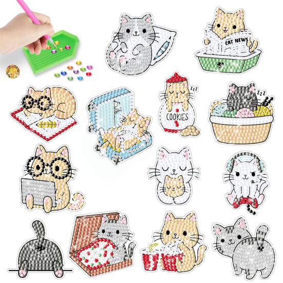 1 компл. наклейки со стразами красочный мультяшный кот узор наклейки со стразами ремесло для детей и взрослых
