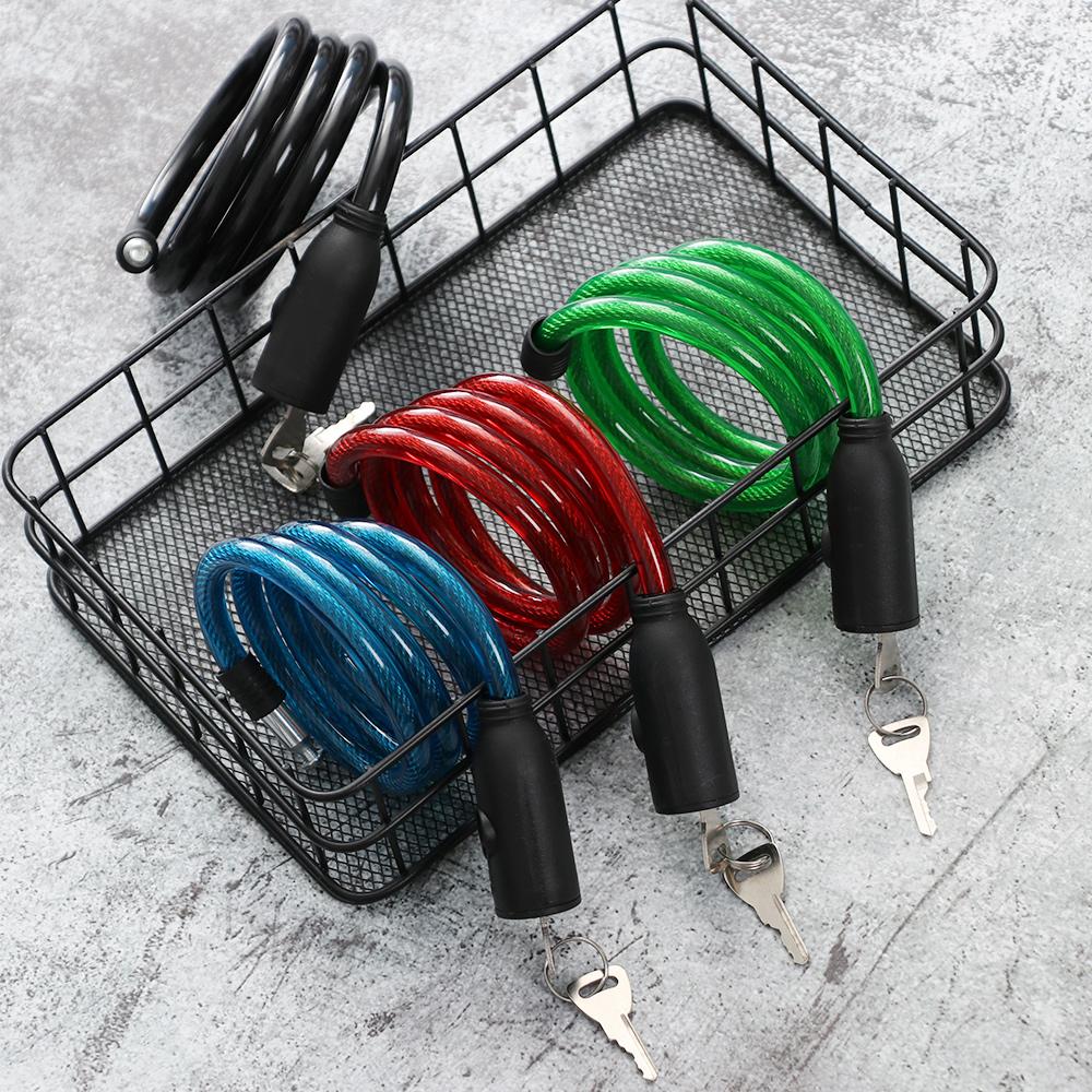 Steel Chain Cycling Bicycle Lock With 2 Keys Scooter Safety Steel Spiral Cable Bike Accessories