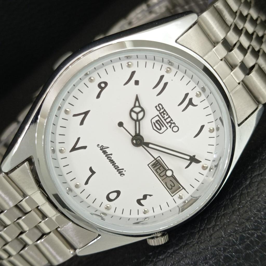 ВИНТАЖНЫЕ ОТРЕМОНТИРОВАННЫЕ МУЖСКИЕ АВТОМАТИЧЕСКИЕ ЧАСЫ SEIKO 5 ЯПОНИЯ БЕЛЫЙ ЦИФЕРБЛАТ a445981-1