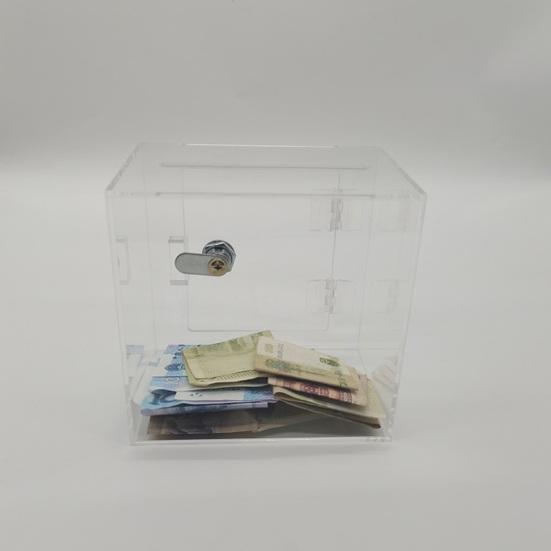 Adults Children Clear Acrylic Money Box with 2 Keys Visible Locked Piggy