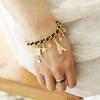 Women Fashion Eiffel Tower Stars Flower Poker Pendants Faux Leather Bracelet Jewelry