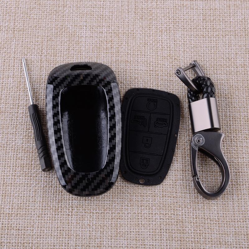 Carbon Fiber Style ABS 5 Buttons Remote Key Fob Case Cover Fit for Hyundai Santa Cruz Santa Fe Sonata     New