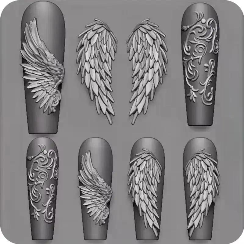 1 Piece Kawaii Butterfly Wing Silicone Nails Mold Reusable Templates Stamping 3D DIY Design Nail Art Parts Decorations Tools