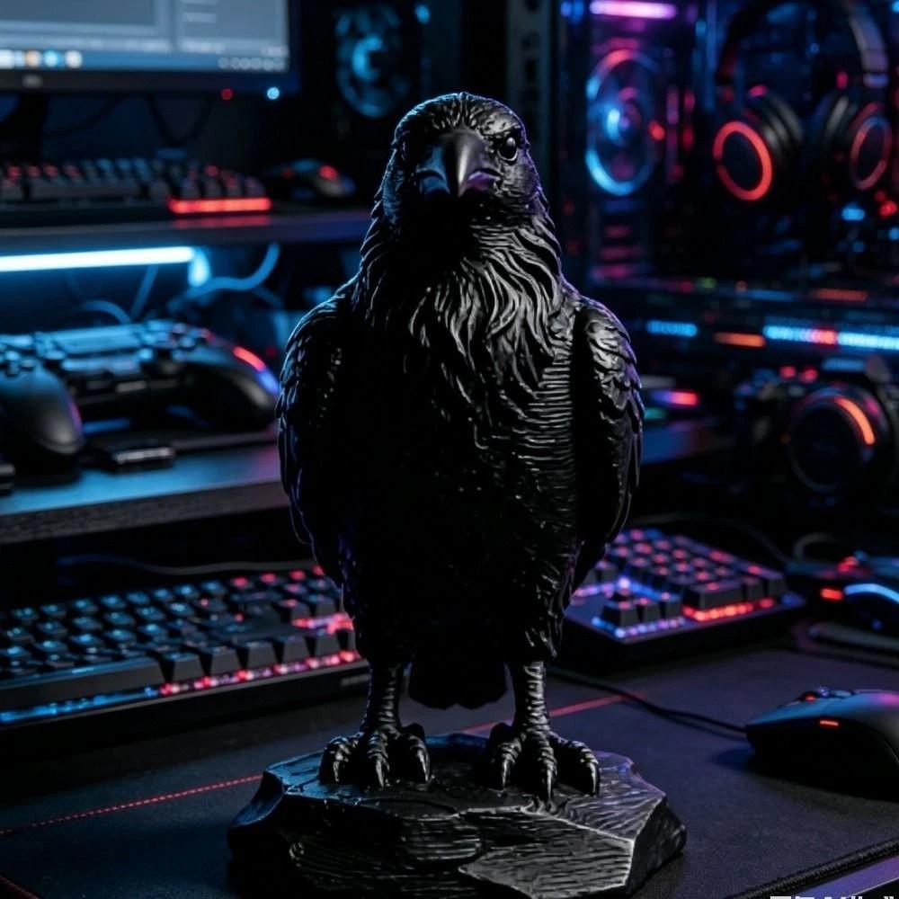 Gothic Style Crow Statue Crafts Raven Prop Crow Ornaments Simulation Crow Model Balcony