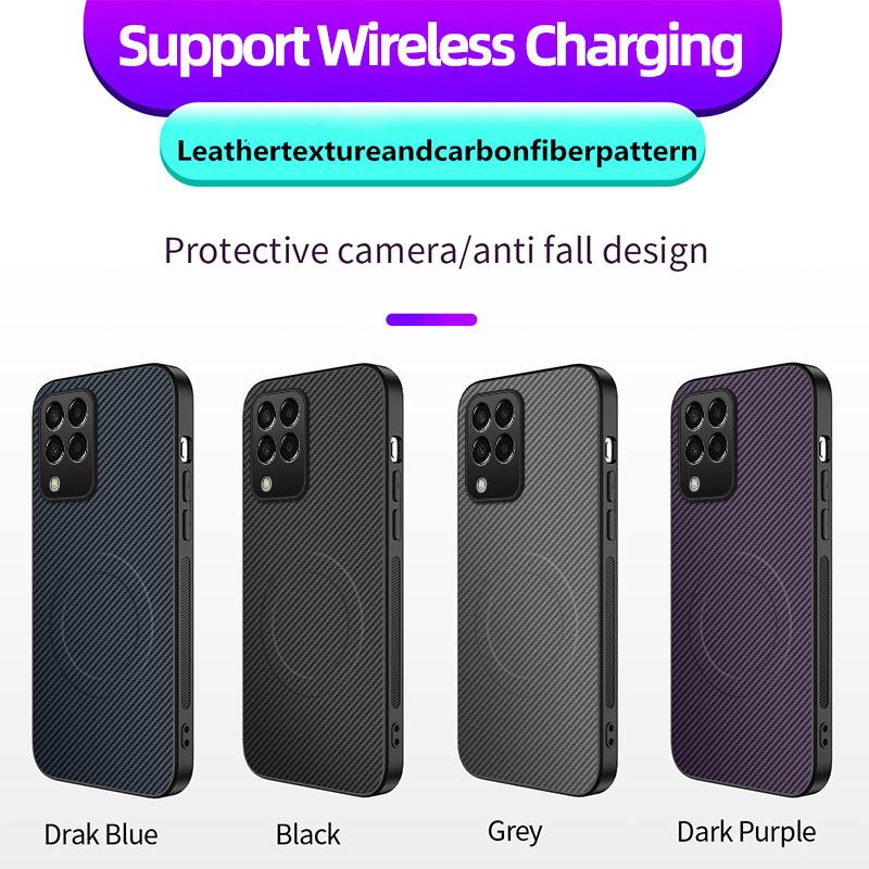 Для Samsung Galaxy M33 Магнитный чехол для телефона Magsafe для Samsung Galaxy M33 Беспроводная зарядка Ударопрочная крышка из углеродного волокна