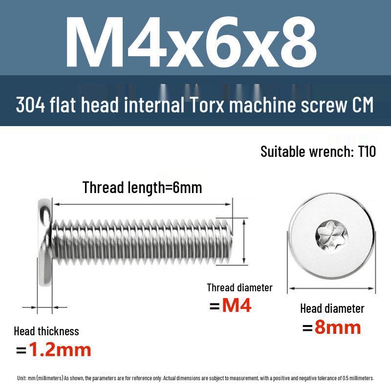 Yigu Винт Torx из нержавеющей стали 304 с тонкой плоской головкой M2-M8 для компьютерной техники