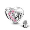I Love You Valentine'S Day Sparkling Pink Diamond Love Copper Charm Beads Fit For Original Bracelets Diy Women'S Jewelry Gift
