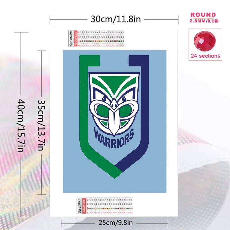 Warriors Team Badge 100% Round Full Drill 5D DIY Diamond Painting Embroidery Cross Stitch Rhinestone Decor