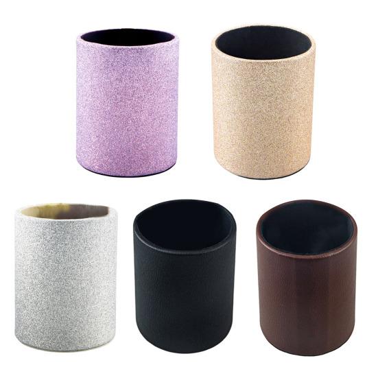 Круглый держатель для карандашей из искусственной кожи, настольный органайзер для хранения ручек, канцелярских принадлежностей, ножниц, контейнер для дома, школы, офиса, общежития