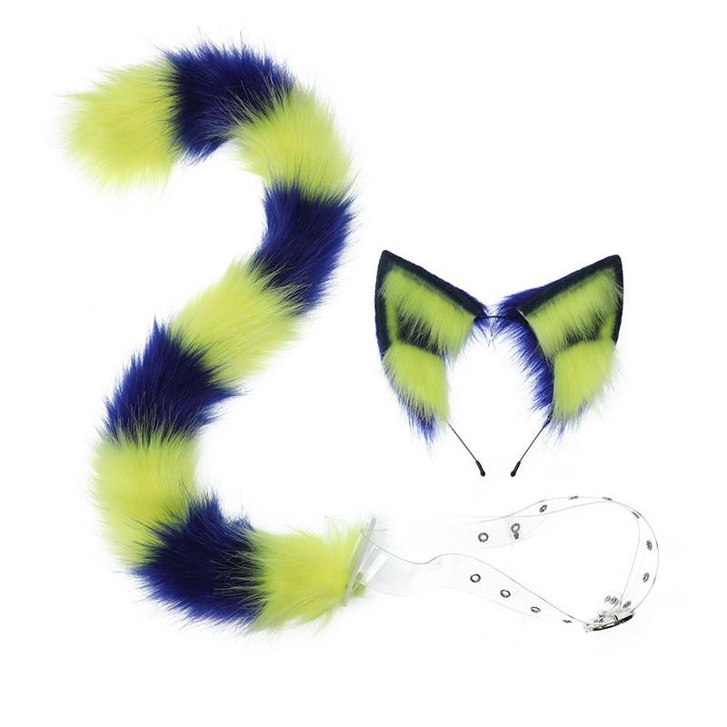 Anime Cat Ear Headband Tail Accessory Set Plush Cosplay Costume Adults Japanese Style