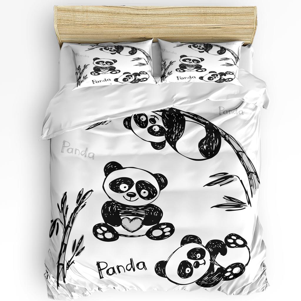 Cartoon Kawaii Panda Duvet Cover Bed Bedding Set Home Textile Quilt Cover Pillowcases Bedroom Double Bedding Set No Sheet