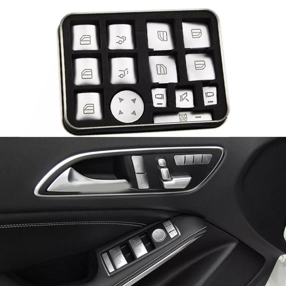 Для Mercedes W212 W204 Для W176 W246 W166 Для C117 Кнопки переключателя стеклоподъемника Крышка Детали Аксессуары Серебряный