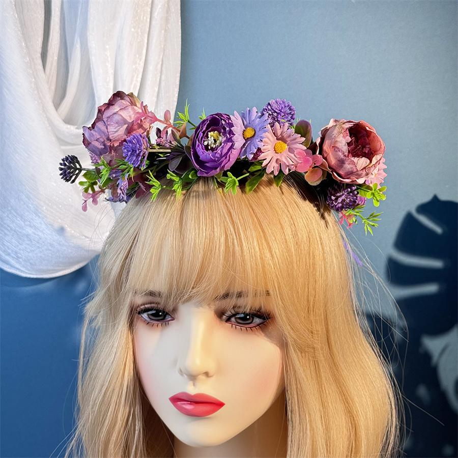 Simulated artificial flower garland fashionable romantic bridal garland headband women's bohemian high-end hair accessories