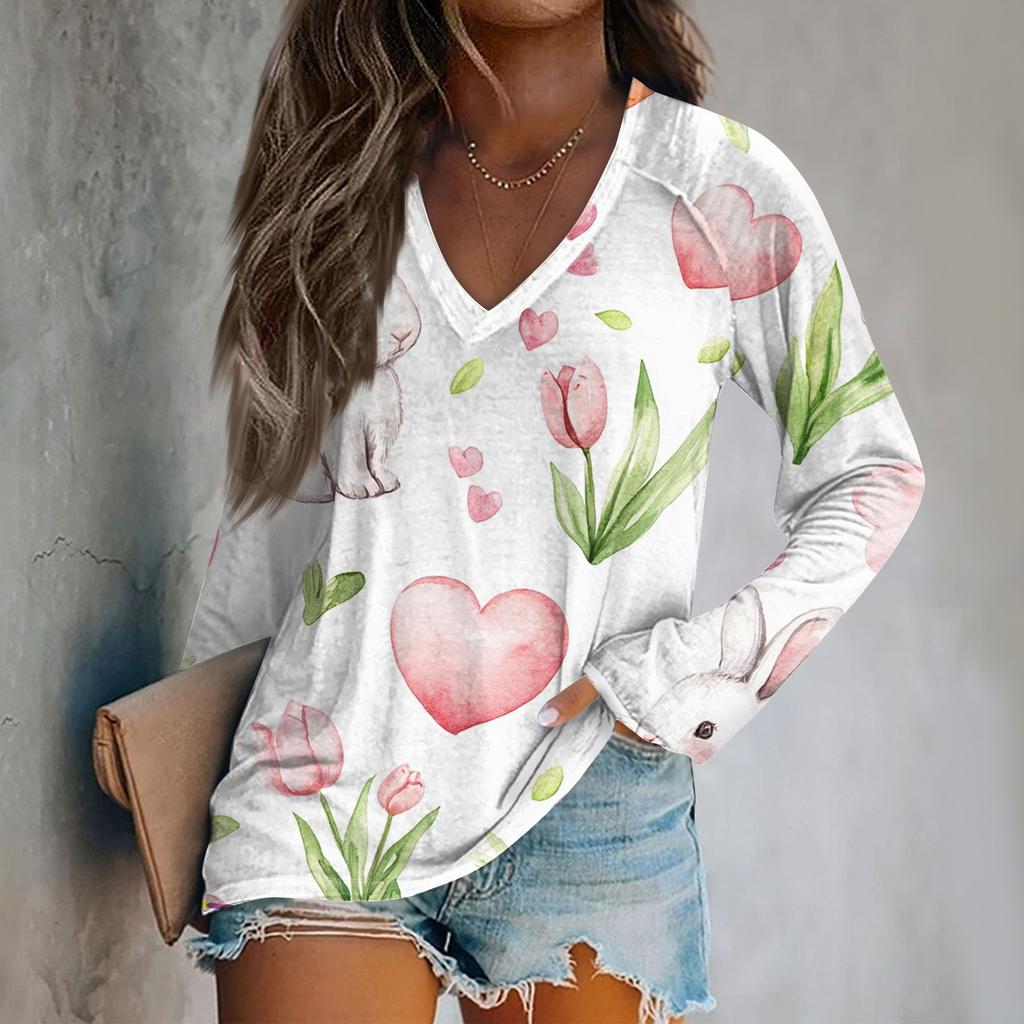 Женская футболка с длинным рукавом и принтом в виде пасхального принта