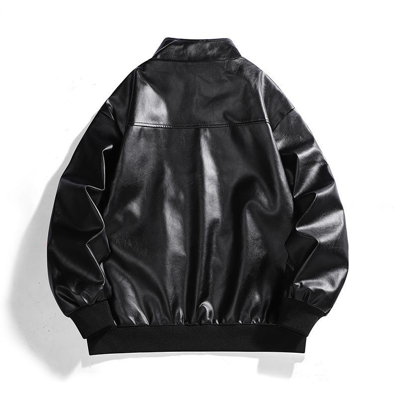 Leather Jacket Jacket Men's Korean Version New Splicing Men's Jacket Stand-up Collar Pu Leather Jacket Locomotive Jacket Leather Jacket Jacket