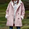 Women's Fashionable Coat Solid Color Long Sleeved Pocket Loose Button Plush Jacket